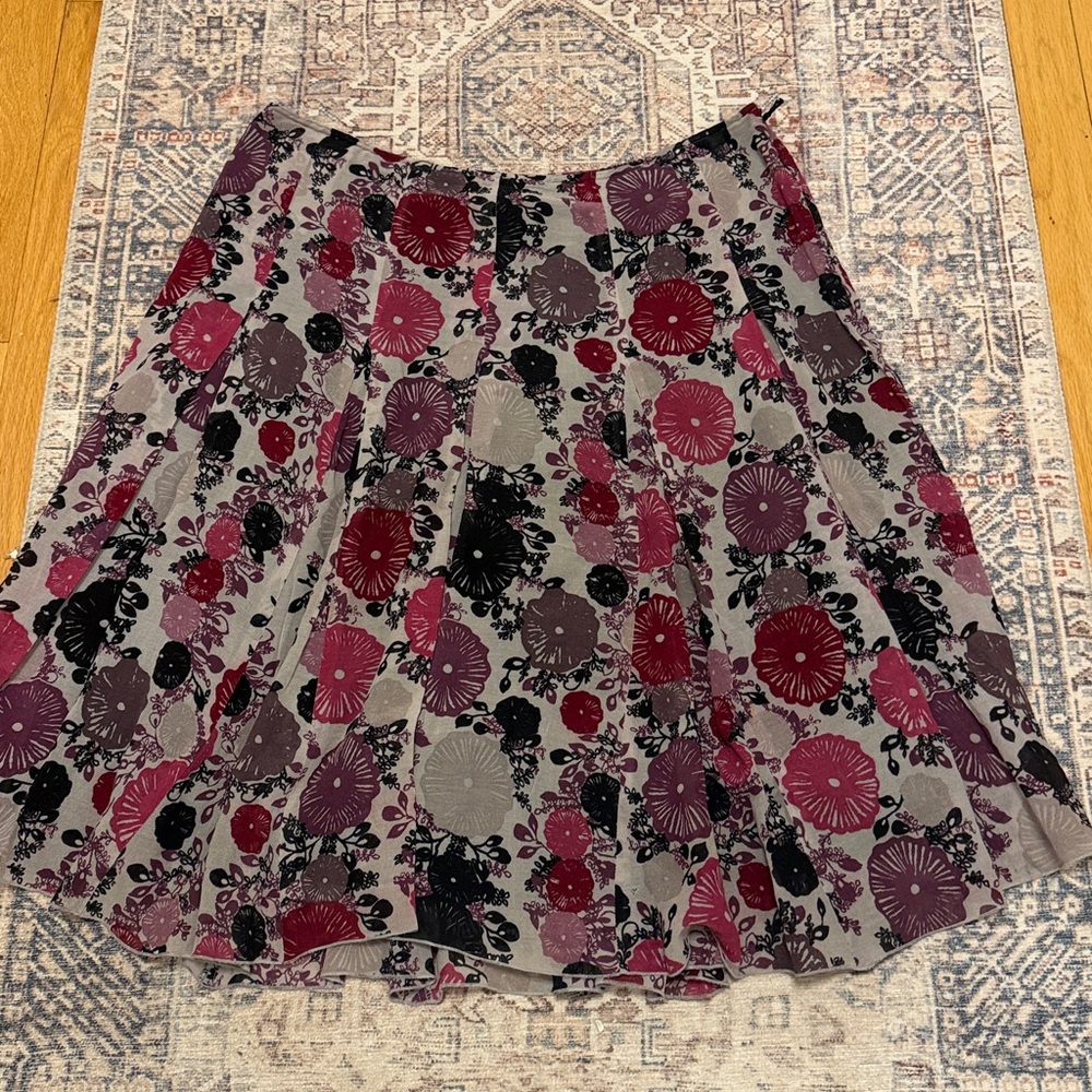 Cotton silk patterned colorful pleated  skirt size‎ 10